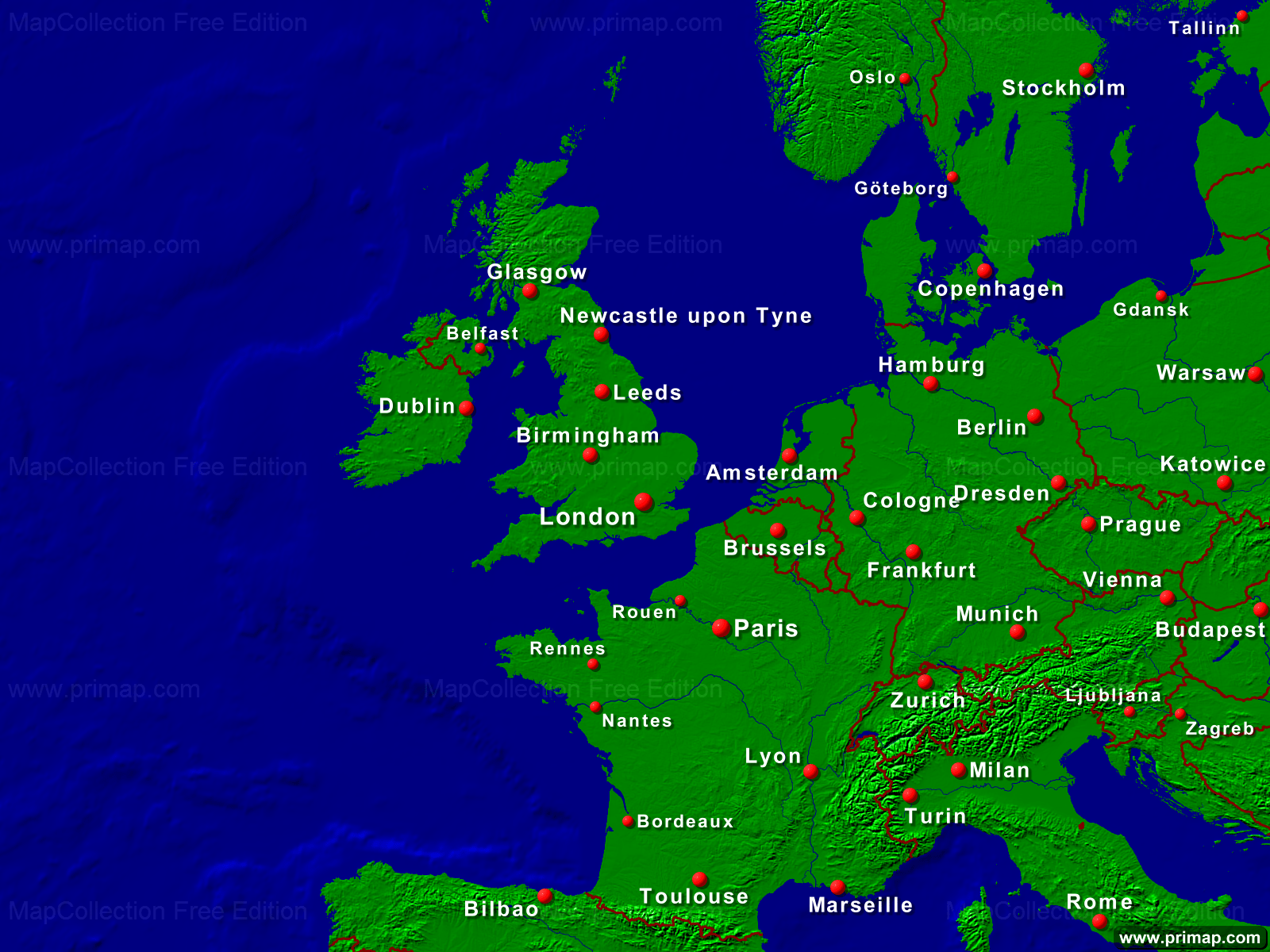 1600X1200 Map Of Europe primap Continental maps